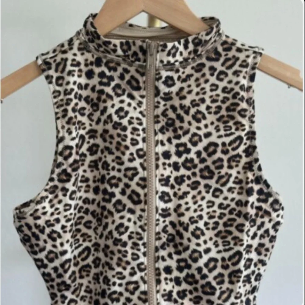 SKIMS Leopard Zip Front One Piece Swimsuit XS